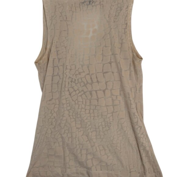 Theory Sleeveless Top Size Small Tall Beige Patterned Cowl Neck - Picture 2 of 3